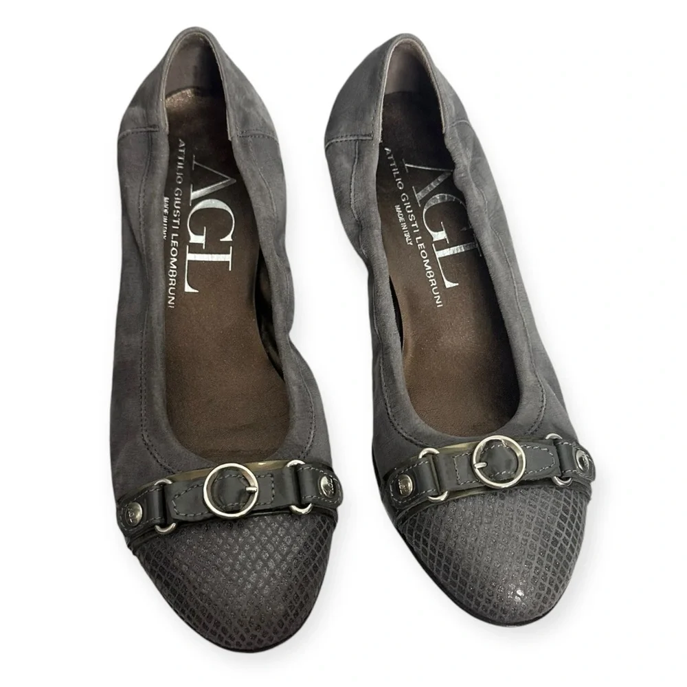 AGL Attilio Giusti Leombruni Slate Wedge Pump Size 38 US 8